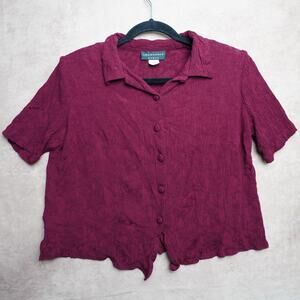 Connected Woman Textured Button Blouse 14W 90s